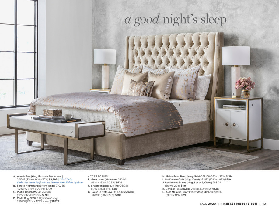 High Fashion Home - Catalog Fall 2020 - Amelia Tall Bed, Brussels Moonbeam